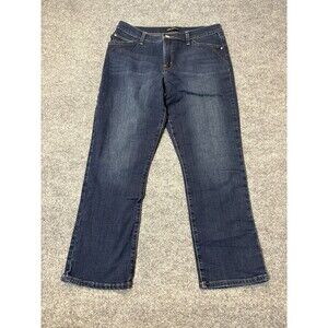 Lee Slimming Straight Jeans Womens 12 31x26 Blue Dark Wash Stretch Denim
